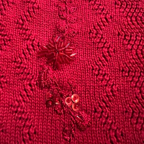 Tabi International Red Sweater with Red Bead/Sequin/Embroidery Embellishment - Picture 5 of 15